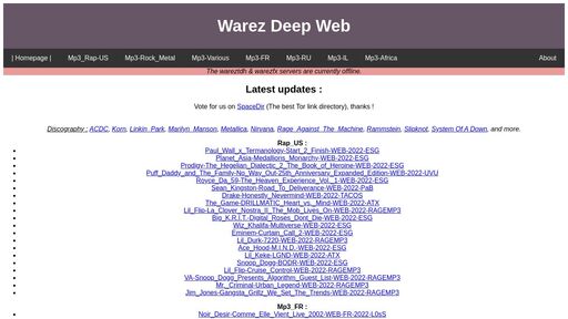 screenshot of Warez Deep Web - warezmkywr5hx6rucpnueupwmklyrliavddzj2rdkgnunr4gs3d67gad.onion