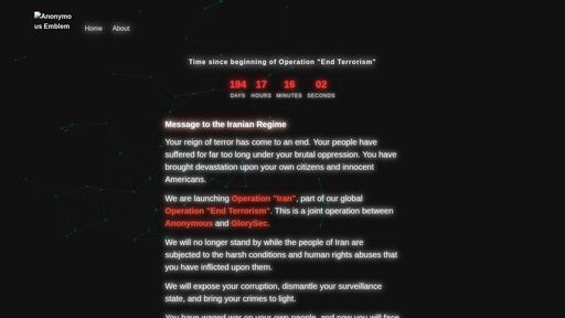 screenshot of We are Anonymous - anonymbyfrxt4z6hnjft7irr74ejmdt7wak33wp72dekhbzkz6z3nuyd.onion