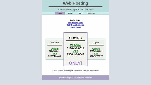 screenshot of Web Hosting | Home - http://hostingsczzwehjldbkhzesfkwdijp5cqbmffv5rtqnvtd72erzahdyd.onion