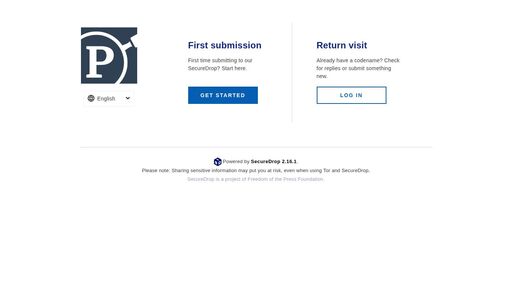 screenshot of Bienvenido | ProPublica | SecureDrop - http://33xu4yhum2eiisxm6fntaslayop76fvaqgt3ak5dakdm3t7cub25cead.onion?l=es_ES