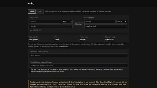 screenshot of xchg - ohpdnh5cahllniqh5t6j7fq2c3a3jdnquh5bqkt6hzwmxfa5thsnntqd.onion
