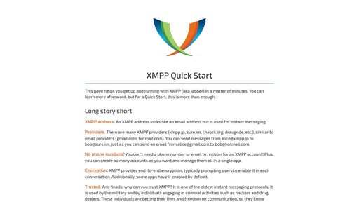 screenshot of XMPP Quick Start Guide - http://xmppqsjizodhz7xrjgilipbavskbpnf7ulywjtc3yu5zyvso5anxbayd.onion