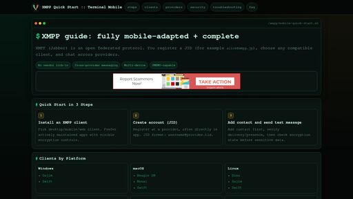 screenshot of XMPP Quick Start | Terminal Mobile - http://xmppqskz4q67rrbsgvoeeccyyg62pz7td6ulef6wff54v5s7es6rnkid.onion