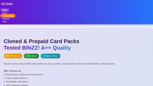 screenshot of Your friendly, discreet online CC store - m2s6rispye35ns45siozkxzphbbx3pog2q7eqlkh6tyqjjfudg3bxcad.onion